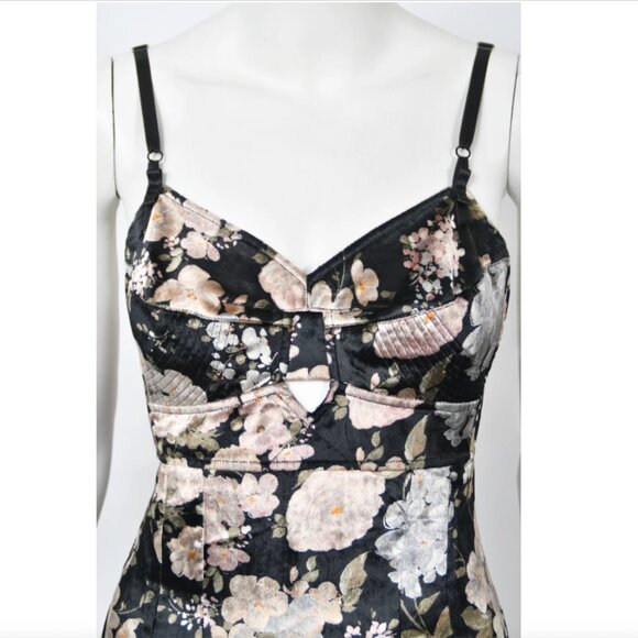 Dolce & Gabbana 1990s Floral Velvet Bustier Slip Dress IT40 - Archival G323/8536 - Picture 7 of 16